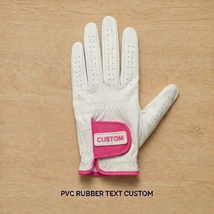 Custom OEM Cabretta Leather Golf <b>Glove</b> with <b>PVC</b> Rubber Logo Patch Breathable Soft Grip Hook Loop Closure Left Right Hand - Product Image 4