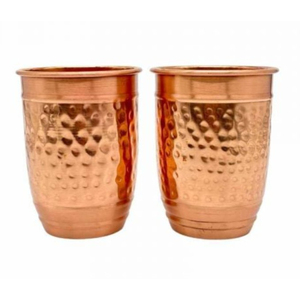 Ensemble de 2 verres à eau en cuivre pur martelé, faits à la main, pour cuisine et bar, cadeau à prix abordable - Product Image 1