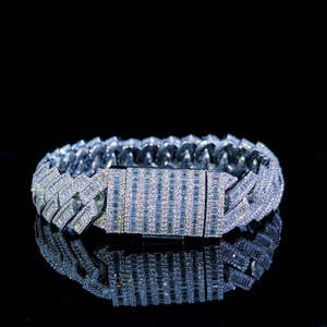 Luxury Iced Out 925 Sterling <b>Silver</b> Moissanite Cuban Link Hip Hop Miami Chain Bracelet <b>for</b> <b>Men</b> - Product Image 3