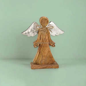 Decor Impex New Design <b>Wooden</b> Angel Figurines Customizable Size for Outdoor <b>Garden</b> and Home Xmas Decoration - Product Image 3
