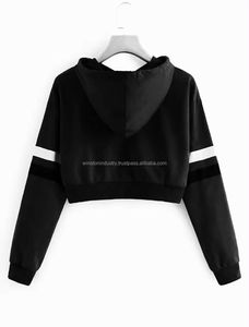 Top corto de manga larga informal para mujer Sudaderas con capucha Nueva llegada Sudaderas de invierno para niñas - Product Image 2