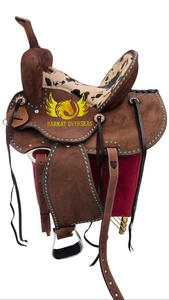 Silla de montar western de cuero genuino de alta calidad con asiento rígido, diseño de asiento de piel de vaca, portátil, para doma, hecha a medida. - Product Image 2