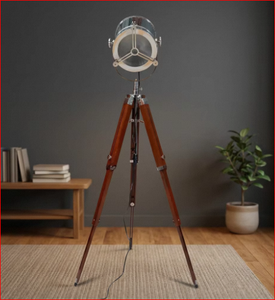 Christmas Vintage Spotlight <b>Lamp</b> <b>Nautical</b> Tripod Theater Home Floor <b>Lamp</b> Studio - Product Image 5