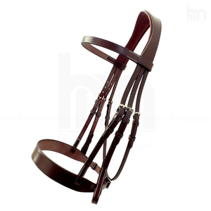 Brida de Cuero Anatómica Marrón de Calidad Premium para Caballo, con Cabezal Acolchado Suave y Costuras en Contraste, para Salto Ecuestre Inglés - Product Image 6