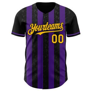 Maillot de baseball sportif personnalisé noir et violet, imprimé, manches courtes, unisexe, 100% polyester, léger, respirant, toutes saisons - Product Image 4