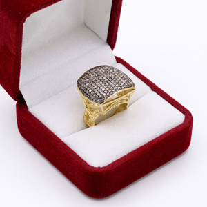 Wholesale 925 Sterling Silver Yellow Gold Plated Pave Natural Diamond Cushion Dome Cocktail Ring Memoria Jewels - Product Image 1