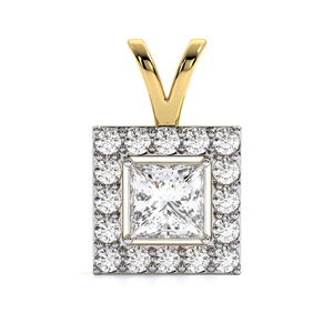 Pendentif halo en diamant taille princesse cultivé en laboratoire, 1 carat, certifié IGI D VVS2, or jaune 10K, collier de luxe pour cadeau et soirée - Product Image 1