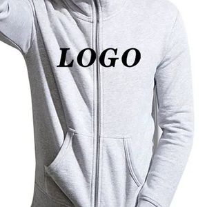 Men's Gray Hooded <b>Zip</b>-<b>Up</b> Sweatshirt Regular Fit Cotton French Terry Casual Streetwear With Front Logo Print Autumn Wear - Product Image 6