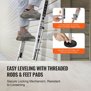 Livellatore per Scale in Acciaio da 23,4 Pollici, Capacità di Carico 550 libbre, Stabilizzatore Facile da Riporre, Strumento di Livellamento per Scale e Scale a Pioli - Product Image 3