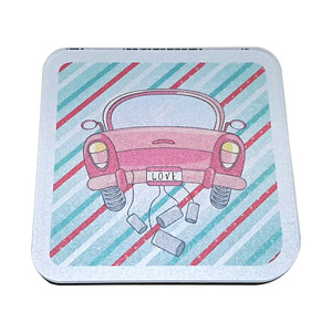 Autocollant magnétique carré rose en acrylique pour voiture, aimant de réfrigérateur, accessoires de mariage, style personnalisé - Product Image 1