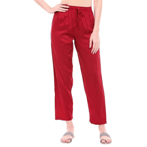 Women's <b>Trousers</b> Red <b>Harem</b> Pants High Waist Drawstring Loose Fit Ankle-Length Casual Pants With Pockets 100% Cotton Summer Style - Product Image 3