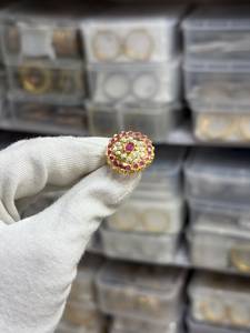 Anillos de Cóctel con Perlas Jadau Indias al por Mayor para Mujer, Joyería de Moda Ajustable Chapada en Oro Kundan Tradicional - Product Image 5