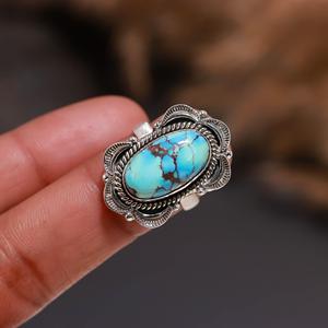 New Design 925 Sterling Silver Natural Golden Hill <b>Turquoise</b> <b>Ring</b> Vintage Gemstone <b>Ring</b> Men's & Women's Western Jewelry - Product Image 2