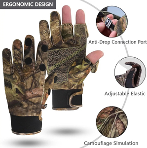 Guantes Tácticos de Camuflaje Resistentes |   Equipo de Caza con Palma Reforzada Antideslizante |   Guantes Cálidos Aislantes con Camuflaje Forestal - Product Image 2