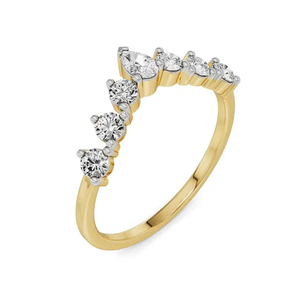 Bague en diamant de laboratoire taille poire couleur F clarté VS1 de 1,50 carat, minimaliste, en or 14 carats, bague de mariage à sept pierres pour elle - Product Image 3