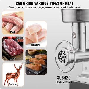 Hachoir à viande commercial, capacité de 9 lb/min, en acier inoxydable, machine à saucisses, machine électrique pour la préparation de produits carnés - Product Image 4