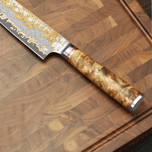 Couteau à découper en cuivre damas de qualité supérieure avec lame allongée et manche en bois pour une découpe précise de la viande - Product Image 5