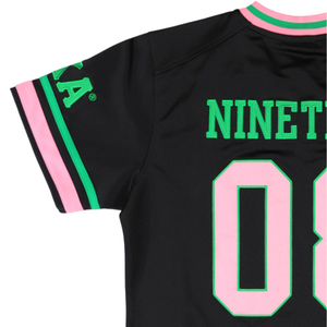 เสื้อฟุตบอลสีดำสำหรับผู้ชาย ปักลายเชนิลล์ สไตล์กรีก สำหรับชมรมนักกีฬา แขนสั้น ระบายอากาศได้ดี ผ้าตาข่าย สไตล์สปอร์ต - Product Image 4