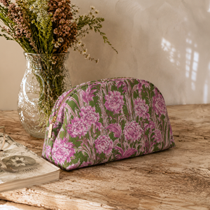 Floral Cosmetic Bag Large Capacity Zipper Toiletry Pouch Cotton <b>Makeup</b> Organizer Travel <b>Case</b> for Women - Product Image 5