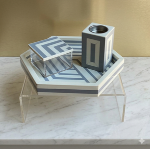 Bakhoor Burner Blue Hexagon Resin Inlay Bakhoor Set Arabic Incense Burner Aromatherapy <b>Diffuser</b> Hand-made - Product Image 1