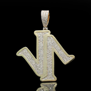 Pendentif lettre V plaqué or 18 carats, micro-pavé de diamants, breloque en alliage, style hip-hop unisexe, cadeau de bijoux - Product Image 2