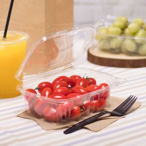 Conteneur rectangulaire transparent en RPET pour produits frais 12,80x9,40x7,50cm – Emballage jetable en rPET pour l'épicerie et la vente en gros - Product Image 1