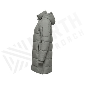 Chaqueta Larga Acolchada con Capucha para Mujer, Gruesa, Resistente al Viento, Relleno de Poliéster, Manga Larga, Color Sólido, Cierre de Cremallera - Product Image 3