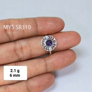 แหวนอเมทิสต์ทำมือ น้ำหนักเบา เงินแท้ 925 แหวนพลอย ราคาดีที่สุด - Product Image 1