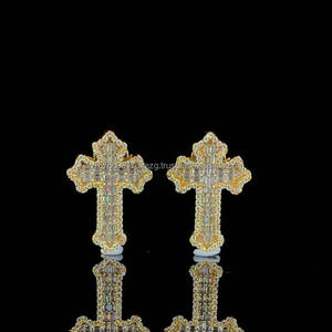 Luxury Cross Shape Moissanite Diamond Earrings 925 Sterling <b>Silver</b> Hip Hop Jewelry - Product Image 6