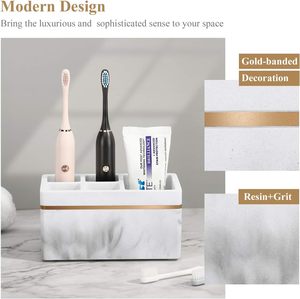 Soporte para cepillos de dientes de resina Shinowa, organizador higiénico con 5 ranuras para cepillos de dientes eléctricos, soporte de almacenamiento para cepillos de dientes y pasta dental - Product Image 4