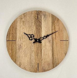 Horloge murale en bois pour la décoration du salon, horloge à quartz silencieuse avec chiffres en relief et fonctionnement à piles - Product Image 4