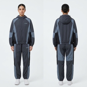Conjunto Deportivo de Mujer con Bloques de Color, Chaqueta con Cierre Completo y Pantalones, Estilo Deportivo, Ropa de Otoño, Material de Poliéster Transpirable - Product Image 2