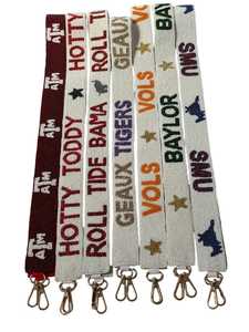 Customizable Beaded & <b>Sequin</b> Crossbody Purse Strap, Beaded Bag Strap, College Game Day Purse Strap, Personalized Beaded Names an - Product Image 1