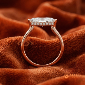 Anillo Solitario Marquise de Oro Rosa Estilo Oriente-Oeste – Anillo de Compromiso Horizontal Único en Oro Rosa - Product Image 3