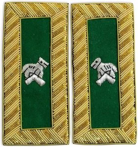 Masonic Knight Templar Generalissimo Shoulder Boards Gold Bullion <b>Wire</b> – Hand Embroidered (Green, 4.5” x 2.0”) - Product Image 1