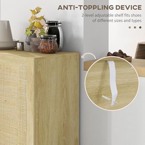 Credenza in Acciaio Inossidabile Stile Rustico/Villa in Rattan con 2 Ante e Ripiani Regolabili - Product Image 4
