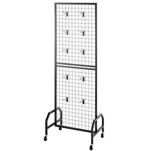 Pannello a Griglia in Filo d'Acciaio Nero 1,9 x 5,4 ft, Espositore Mobile per Arte con 10 Ganci e Ruote per Espositori - Product Image 5