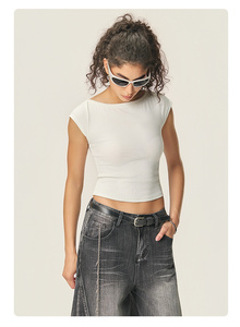 Women's Regular Fit Polyester/Cotton Knitted Casual Eco-Friendly Breathable Quick Dry <b>Y2K</b> Streetwear T-<b>Shirt</b> Soft Elastic Full - Product Image 2