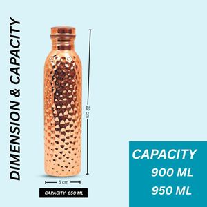 650ml Handcrafted Leak-Proof Lid Ayurvedic Metal Pure Copper Vessel Water Bottle for Health Benefits Enhances Immunity Digestion - Product Image 5