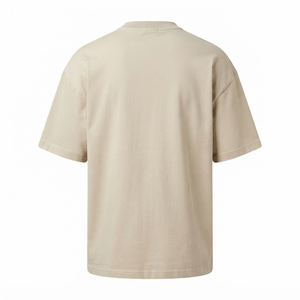 Men's <b>Cream</b> Oversized T Shirt Crew Neck Short Sleeve Casual Streetwear Cotton <b>Tshirt</b> Minimalist Relaxed Fit Top - Product Image 4