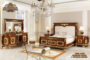 Meubles de chambre à coucher en teck moderne, meubles de chambre à coucher sculptés à la main de style Maharaja, lit en bois antique de qualité supérieure pour la maison, États-Unis - Product Image 6