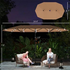 Ombrellone Solare da Giardino Color Kaki con Base, Parasole per Esterni e Cortili - Product Image 6