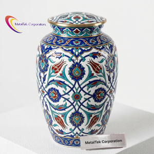 Unique Turkish Design Metal Cremation <b>Urn</b> Handcrafted <b>Large</b> Memorial Ash Jar Durable Decorative Funeral <b>Urns</b> Human Ashes & Decor - Product Image 3