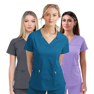 FACTORY garments in VN nursing <b>scrubs</b> wide leg comfortable medical uniforms sets stand collar short sleeves - FMF manufacturers - Product Image 4