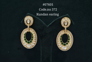 07601Kundan Dangle Earrings Gold Plated <b>Drop</b> Earrings Oval Geometric fashion earrings Jewelry for Party Wedding - Product Image 3