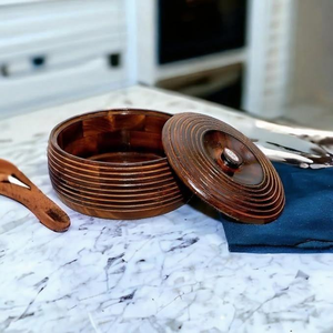Casserole classique en bois de Sheesham naturel, écologique, avec couvercle, pour la cuisine, boîte de rangement pour Roti Dabba, vaisselle, service de table - Product Image 2