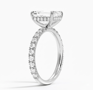<b>Emerald</b> Cut Diamond Engagement <b>Ring</b> with Halo Setting for Women Lab Grown Diamonds - Product Image 4