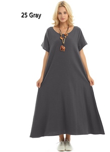 Vestido Midi Vintage de Algodón Orgánico Transpirable a Precio de Fábrica, Cintura Alta, Manga Corta, Bolsillos Laterales, Talla Grande, Ropa de Verano, Regalo para - Product Image 1