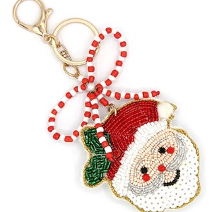 <b>Santa</b> Claus Seed Beadwork Keychain Fashion Bag Charm Christmas Ornament For <b>Keys</b> Handbag Embroidered Trendy <b>Key</b> Holder Accessory - Product Image 1