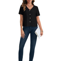 T-shirt en coton tricoté pour femme, coupe classique, broderie, respirant, écologique, décontracté, été, voyage, shopping, vacances, usage quotidien